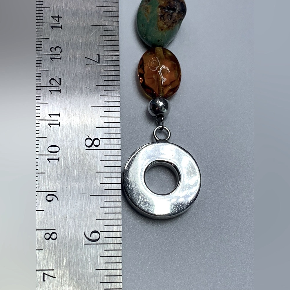 Vintage RAGE Sterling Silver, Turquoise & Carnelian Toggle Clasp Beaded Bracelet - Picture 15 of 15